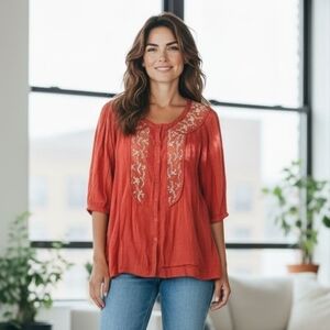 Cynthia Rowley Medium Blouse Boho Vintage Style Romantic Cottagecore Flowy Retro